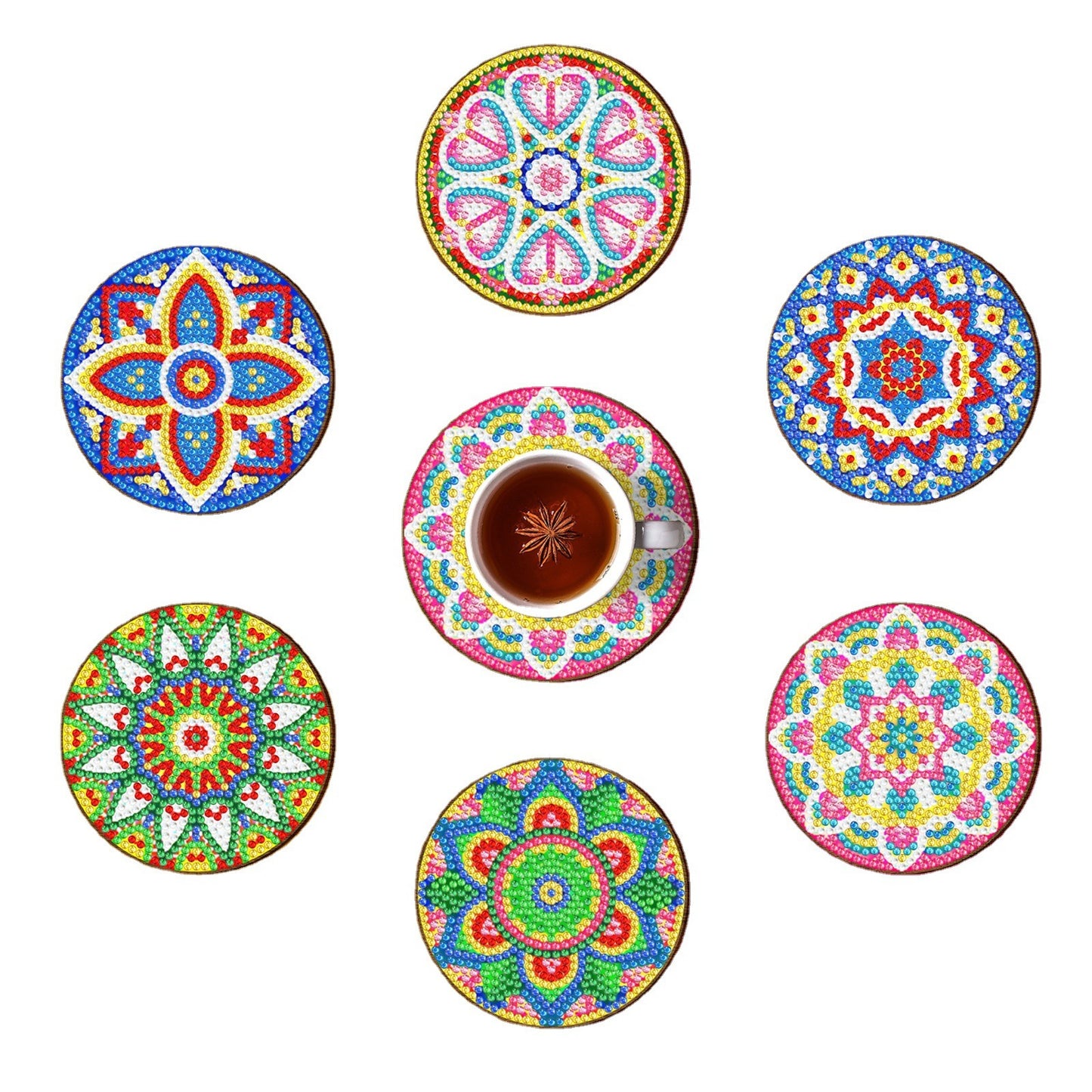 DIY Coaster Kit, Diamond Painting, Mandala