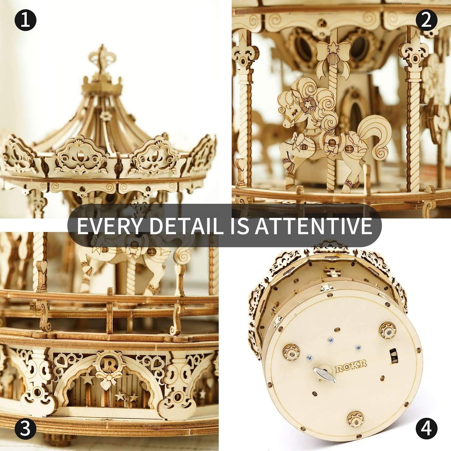 Robotime 3D Wooden Puzzle Romantic Carousel