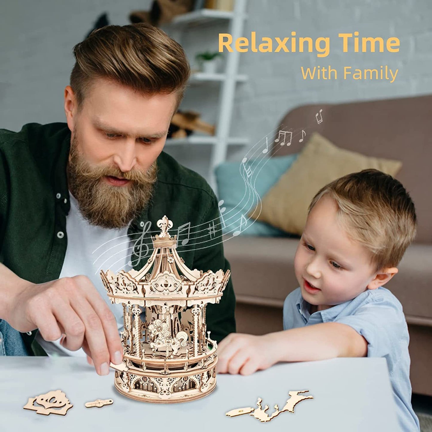 Robotime 3D Wooden Puzzle Romantic Carousel