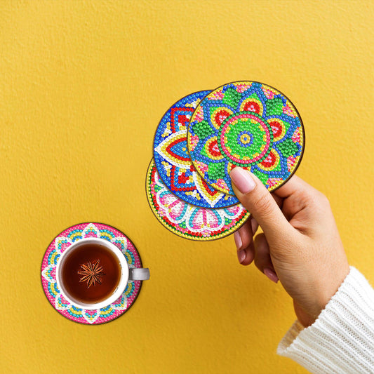 DIY Coaster Kit, Diamond Painting, Mandala