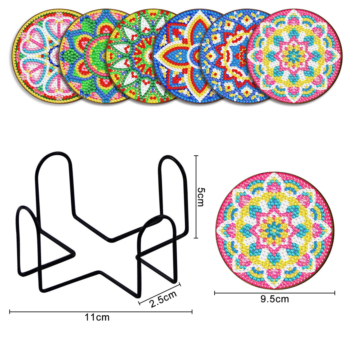 DIY Coaster Kit, Diamond Painting, Mandala