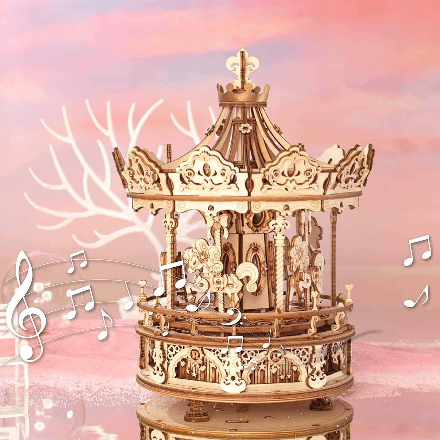 Robotime 3D Wooden Puzzle Romantic Carousel