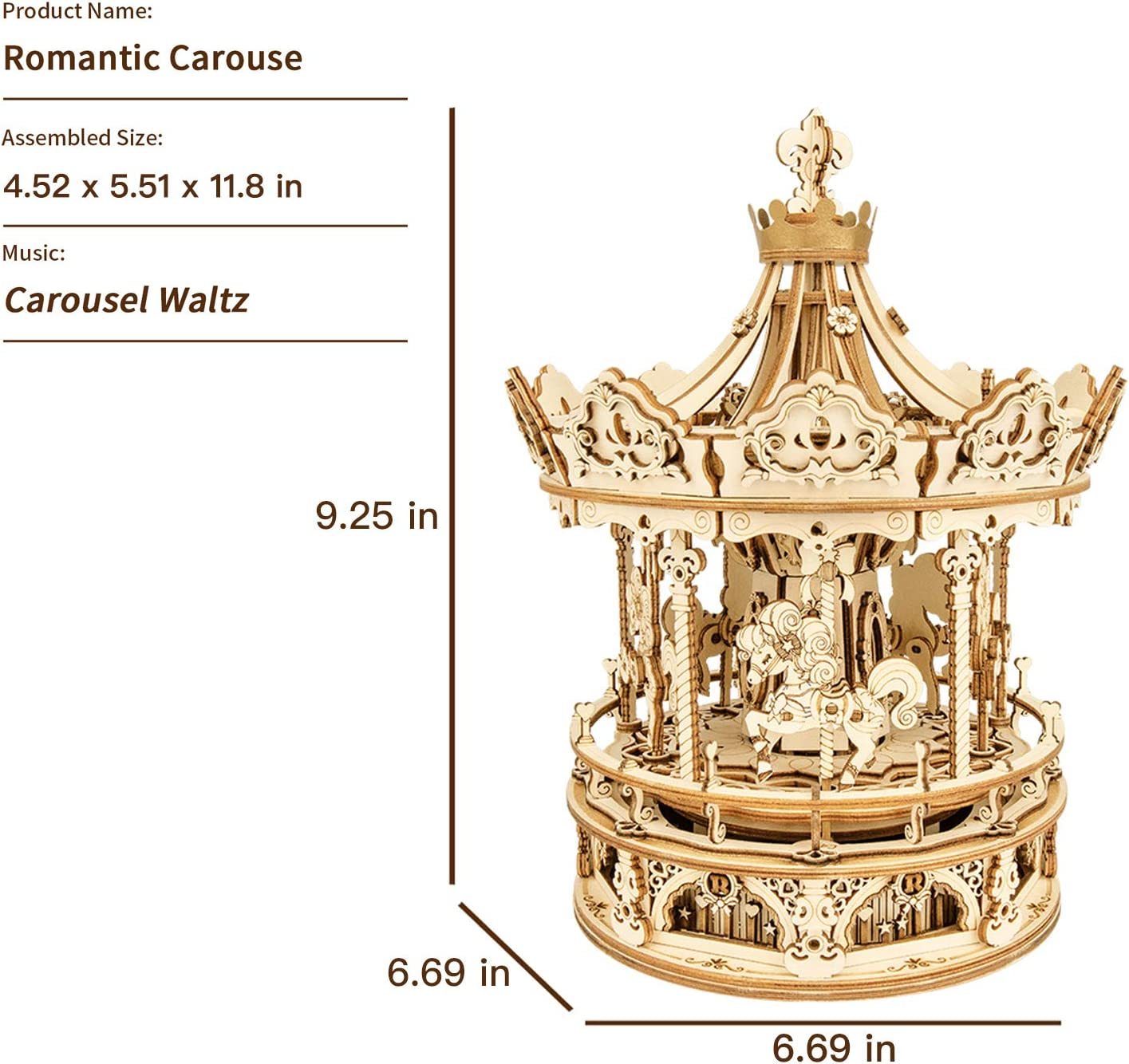 Robotime 3D Wooden Puzzle Romantic Carousel